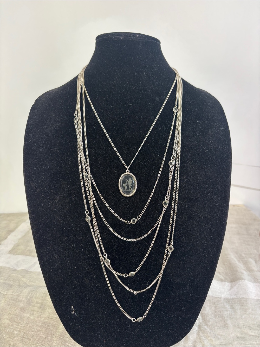 GOLDETTE MULTI SILVER STRAND W INTRAGLIA NECKLACE